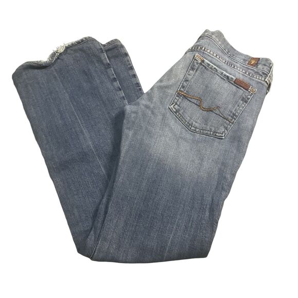 7 For All Mankind Jeans Women's Size 28 Medium Wash Distressed Bootcut 7FAMK - Picture 1 of 13